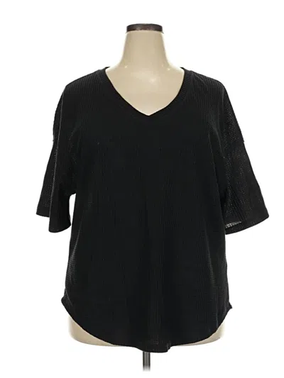 Pre-owned Merokeety Short Sleeve Top Black V-neck Tops