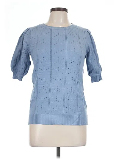 Pre-owned Merokeety Short Sleeve Top Blue Crew Neck Tops