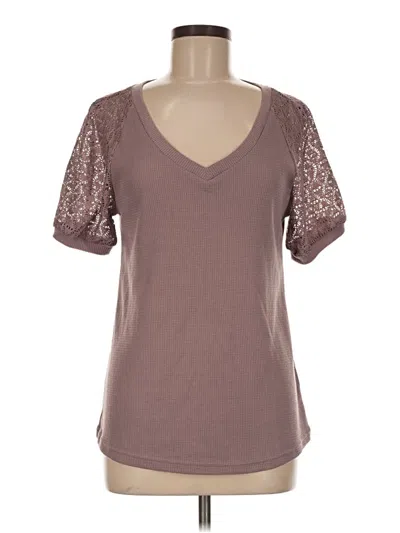 Pre-owned Merokeety Short Sleeve Top Brown Sweetheart Neckline Tops