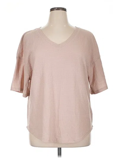 Pre-owned Merokeety Short Sleeve Top Pink V Neck Tops