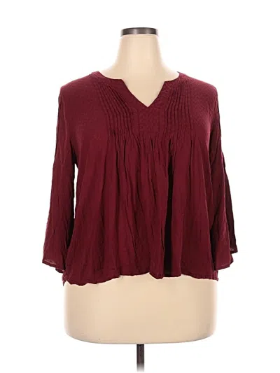 Pre-owned Merona 3/4 Sleeve Blouse In Burgundy