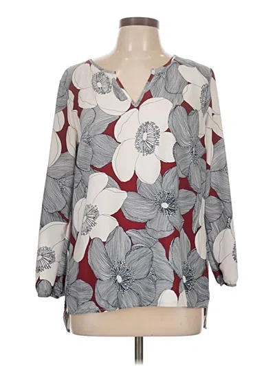 Pre-owned Merona 3/4 Sleeve Blouse In Gray