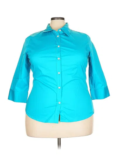 Pre-owned Merona 3/4 Sleeve Button Down Shirt In Blue