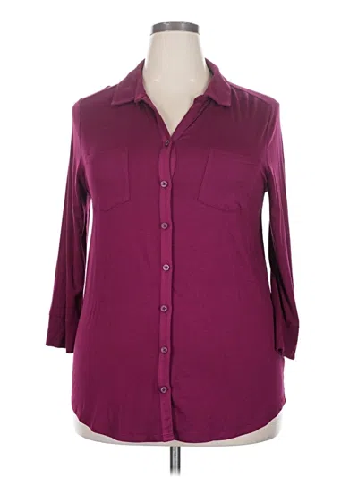 Pre-owned Merona 3/4 Sleeve Button Down Shirt In Burgundy