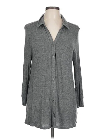 Pre-owned Merona 3/4 Sleeve Button Down Shirt In Gray