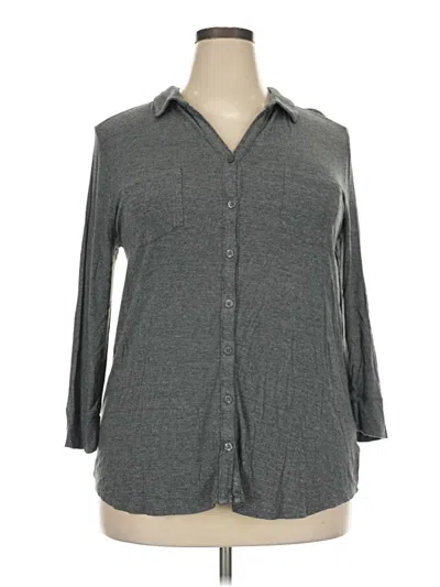 Pre-owned Merona 3/4 Sleeve Button Down Shirt In Gray