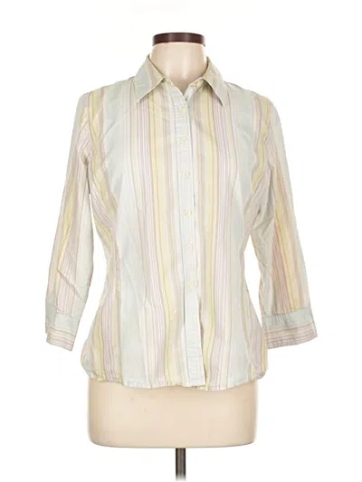 Pre-owned Merona 3/4 Sleeve Button Down Shirt In Ivory