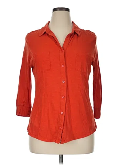 Pre-owned Merona 3/4 Sleeve Button Down Shirt In Orange