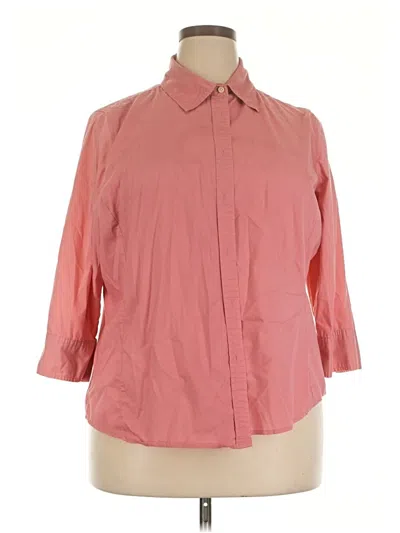 Pre-owned Merona 3/4 Sleeve Button Down Shirt In Pink