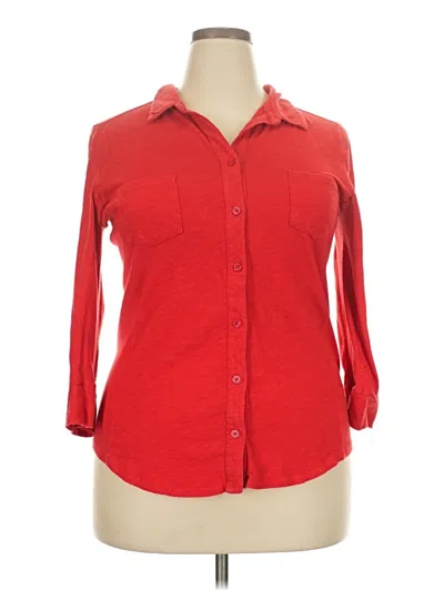 Pre-owned Merona 3/4 Sleeve Button Down Shirt In Red