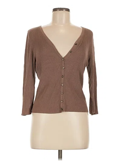 Pre-owned Merona 3/4 Sleeve Top Brown Sweetheart Neckline Tops