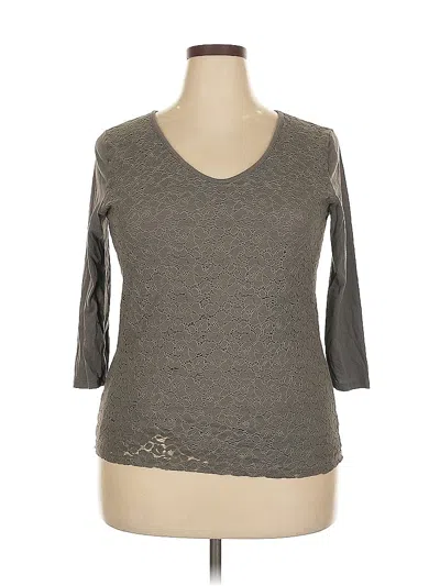 Pre-owned Merona 3/4 Sleeve Top Gray Scoop Neck Tops
