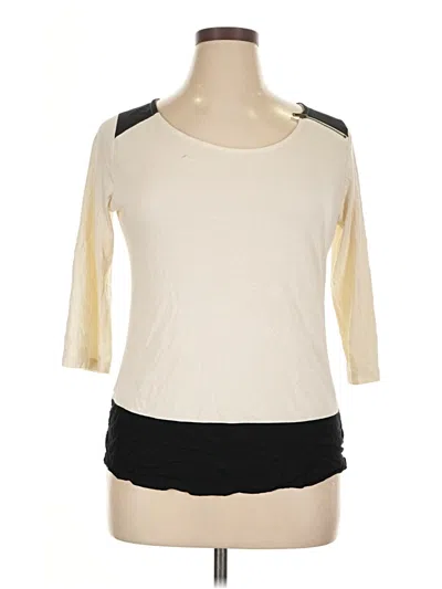 Pre-owned Merona 3/4 Sleeve Top Ivory Scoop Neck Tops In White