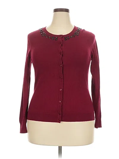 Pre-owned Merona Cardigan Sweater In Burgundy