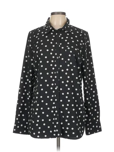 Pre-owned Merona Long Sleeve Blouse In Black