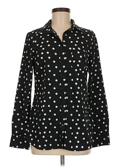 Pre-owned Merona Long Sleeve Blouse In Black