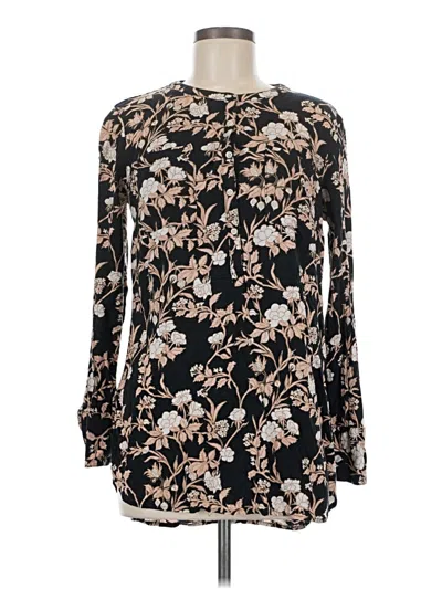 Pre-owned Merona Long Sleeve Blouse In Black