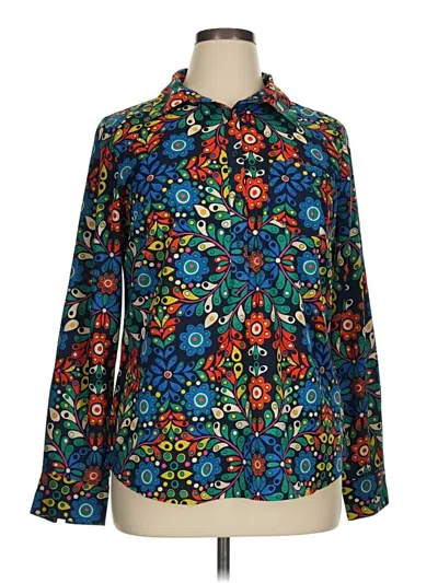Pre-owned Merona Long Sleeve Blouse In Blue