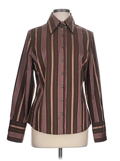 Pre-owned Merona Long Sleeve Blouse In Brown