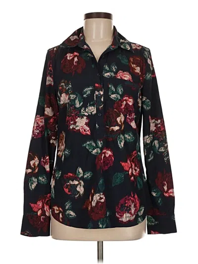 Pre-owned Merona Long Sleeve Blouse In Burgundy