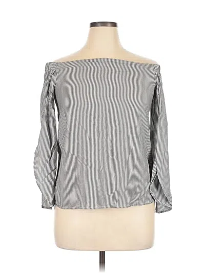 Pre-owned Merona Long Sleeve Blouse In Gray