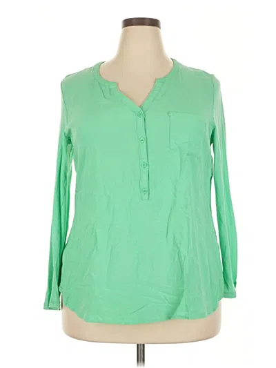 Pre-owned Merona Long Sleeve Blouse In Green