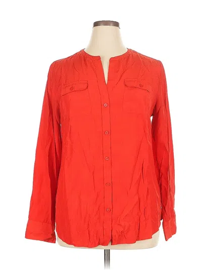 Pre-owned Merona Long Sleeve Blouse In Red