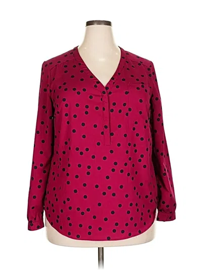 Pre-owned Merona Long Sleeve Blouse In Red