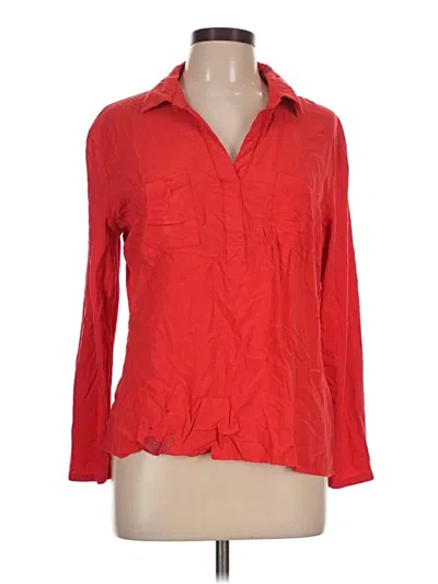 Pre-owned Merona Long Sleeve Blouse In Red