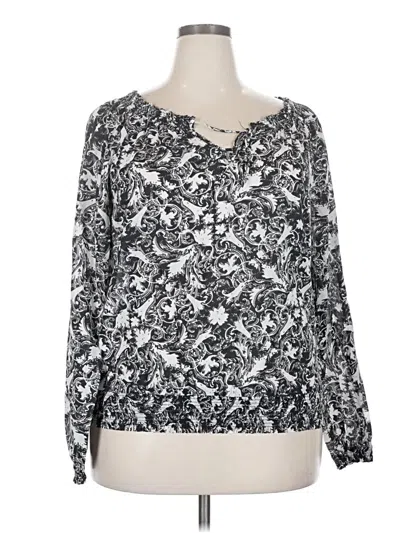 Pre-owned Merona Long Sleeve Blouse In Silver