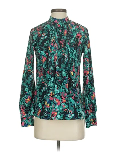 Pre-owned Merona Long Sleeve Blouse In Teal