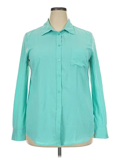 Pre-owned Merona Long Sleeve Blouse In Teal
