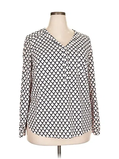 Pre-owned Merona Long Sleeve Blouse In White