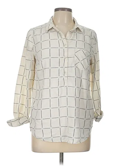 Pre-owned Merona Long Sleeve Blouse In White