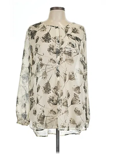 Pre-owned Merona Long Sleeve Blouse In White