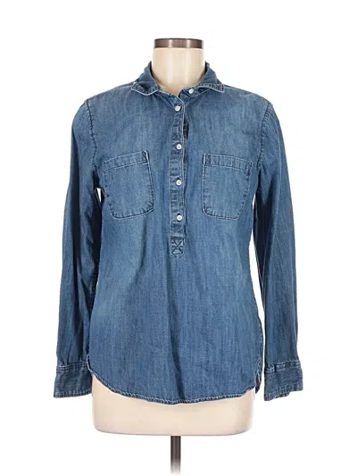 Pre-owned Merona Long Sleeve Button Down Shirt In Blue