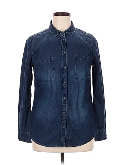 Pre-owned Merona Long Sleeve Button Down Shirt In Blue