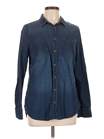 Pre-owned Merona Long Sleeve Button Down Shirt In Blue