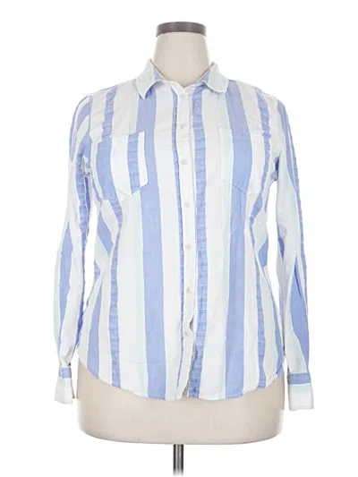 Pre-owned Merona Long Sleeve Button Down Shirt In Blue