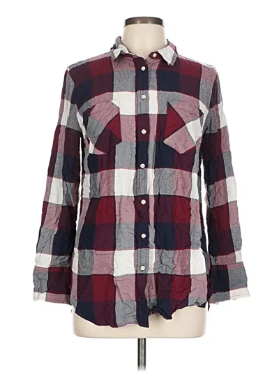 Pre-owned Merona Long Sleeve Button Down Shirt In Burgundy