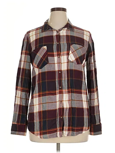 Pre-owned Merona Long Sleeve Button Down Shirt In Burgundy