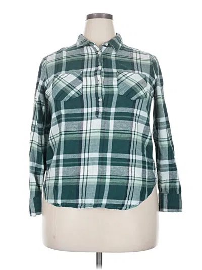 Pre-owned Merona Long Sleeve Button Down Shirt In Green
