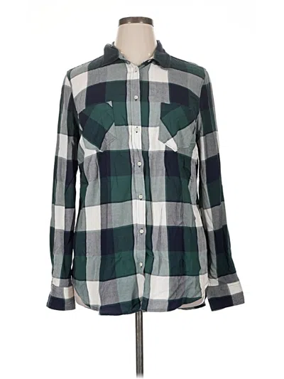 Pre-owned Merona Long Sleeve Button Down Shirt In Green