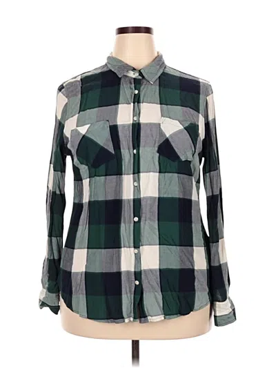Pre-owned Merona Long Sleeve Button Down Shirt In Green