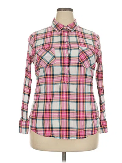 Pre-owned Merona Long Sleeve Button Down Shirt In Pink