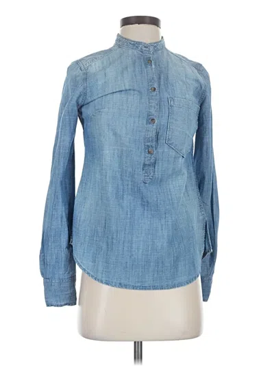 Pre-owned Merona Long Sleeve Henley Shirt In Blue