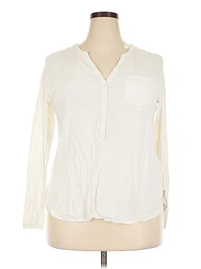 Pre-owned Merona Long Sleeve Henley Shirt In Ivory