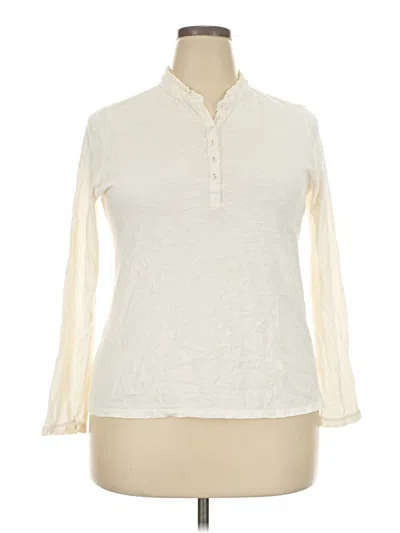 Pre-owned Merona Long Sleeve Henley Shirt In Ivory