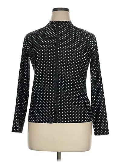 Pre-owned Merona Long Sleeve Top Black Polka Dots Pattern Turtleneck Tops
