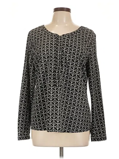 Pre-owned Merona Long Sleeve Top Black Square Neckline Tops